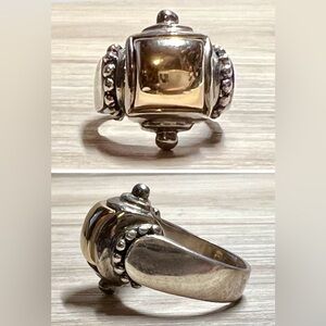 Vintage Designer ESPO Sterling Silver & 14K Yellow Gold Ring, Size 6, 8.1g